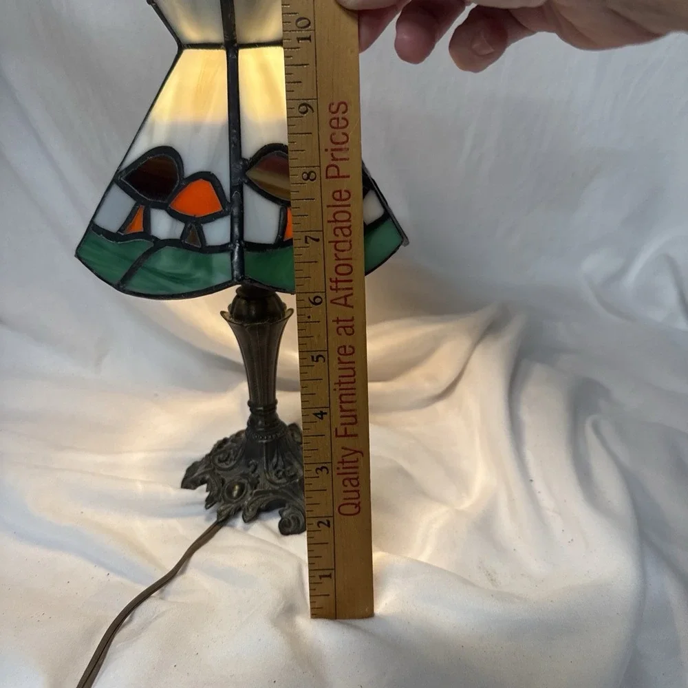 Vintage Tiffany Style Mushroom Toadstool Stained Glass Table Lamp 11
